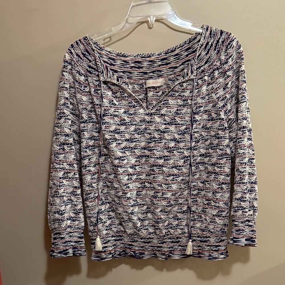 Tory Burch Navy and White Blouse